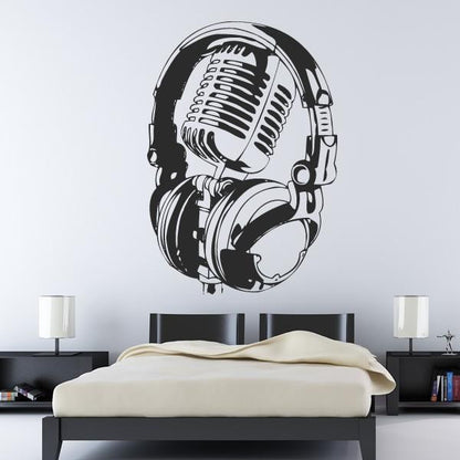 Microphone Headphones Vocalist DJ Musician Wall Art Sticker | Apex Stickers