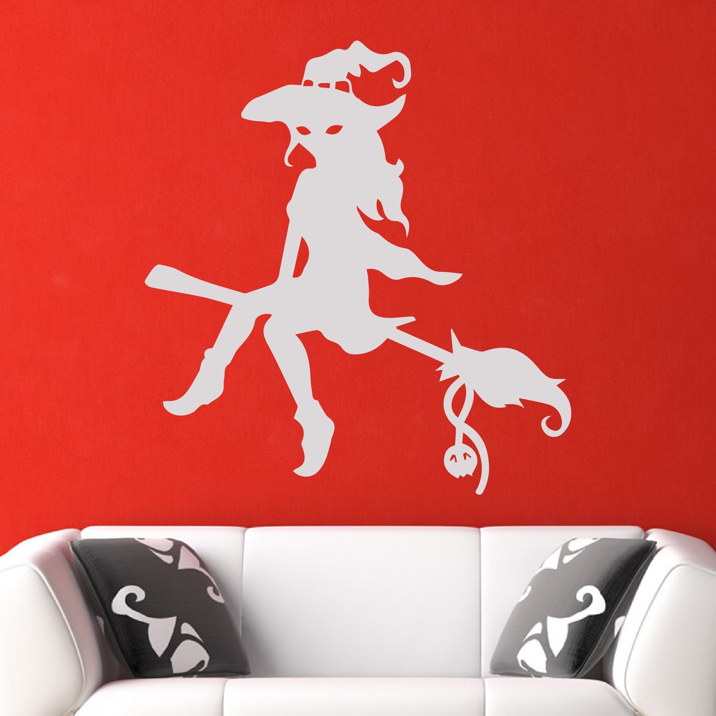Witch on Broomstick Halloween Wall Art Sticker | Apex Stickers