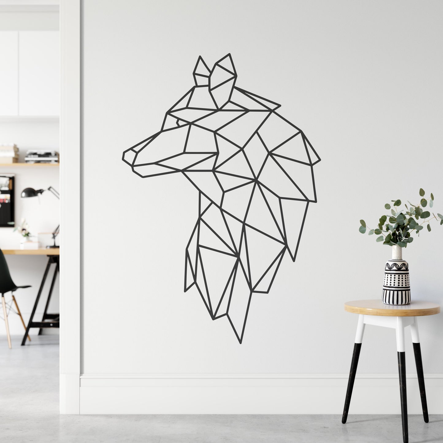 Geometric Polygonal Wolf Head Side Wall Sticker | Apex Stickers