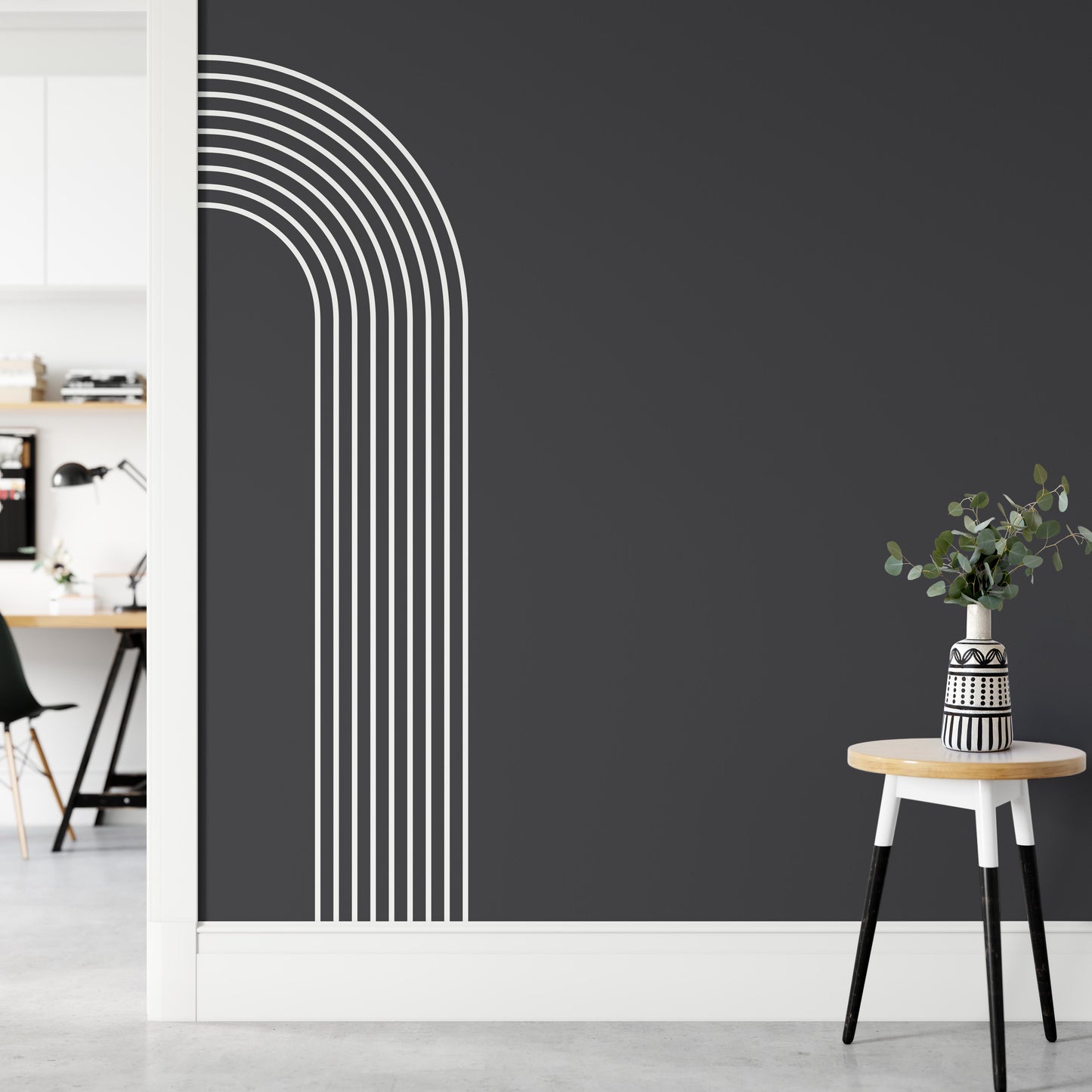 Modern Boho Chic Half Arch Concentric Lines Wall Art Sticker | Apex Stickers