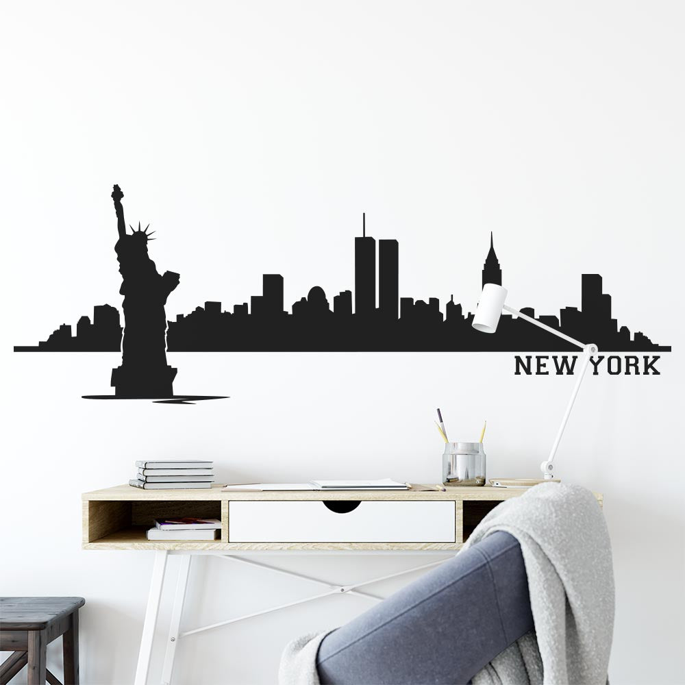 New York Skyline with text Wall Art Sticker | Apex Stickers