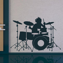 Load image into Gallery viewer, Drummer Playing Drums Wall Art Sticker | Apex Stickers
