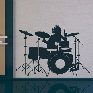 Drummer Playing Drums Wall Art Sticker | Apex Stickers