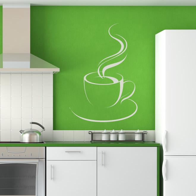 Steaming Cup of Tea/Coffee Wall Art Sticker | Apex Stickers
