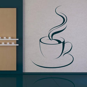 Steaming Cup of Tea/Coffee Wall Art Sticker | Apex Stickers