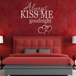 Always Kiss Me Goodnight Hearts Wall Art Sticker | Apex Stickers
