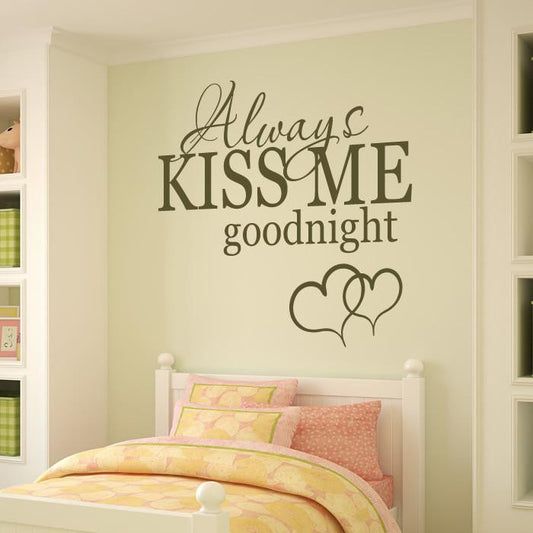 Always Kiss Me Goodnight Hearts Wall Art Sticker | Apex Stickers