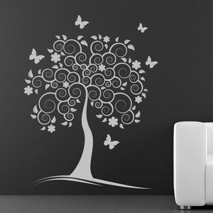 Spiral Tree with Butterflies Wall Art Sticker | Apex Stickers