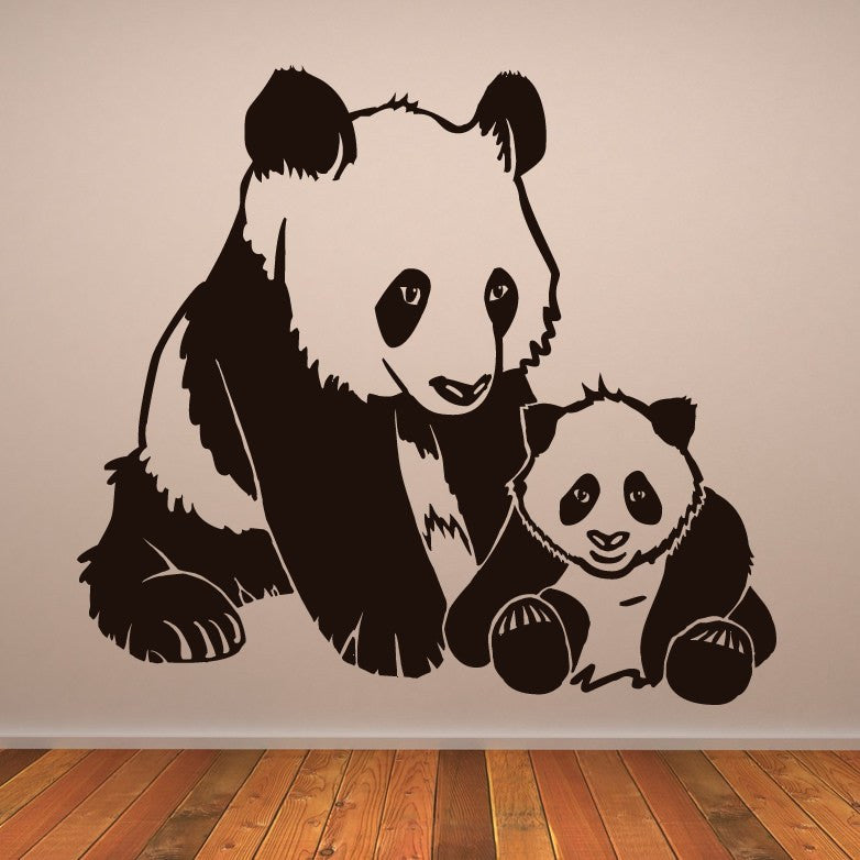 Mother and Baby Panda Bears Wall Art Sticker | Apex Stickers