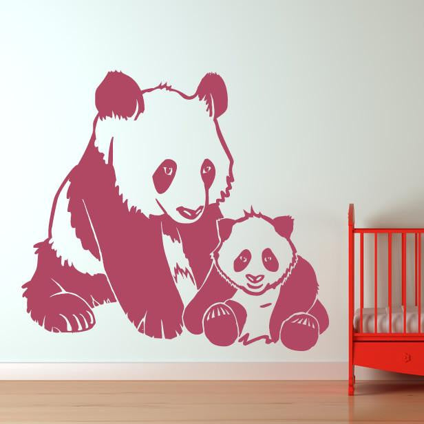 Mother and Baby Panda Bears Wall Art Sticker | Apex Stickers