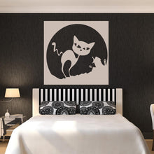 Load image into Gallery viewer, Spooky Cartoon Halloween Cat and Moon Wall Art Sticker | Apex Stickers

