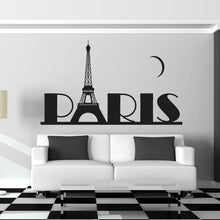 Load image into Gallery viewer, Paris with Eiffel Tower and Moon Wall Art Sticker | Apex Stickers
