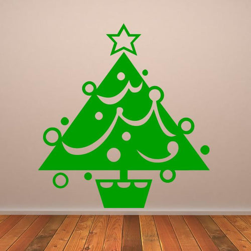 Christmas Tree with Tinsel and Baubles Wall Art Sticker | Apex Stickers