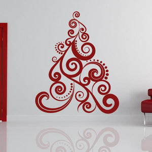 Christmas Tree Spiral Swirl Design Wall Art Sticker | Apex Stickers