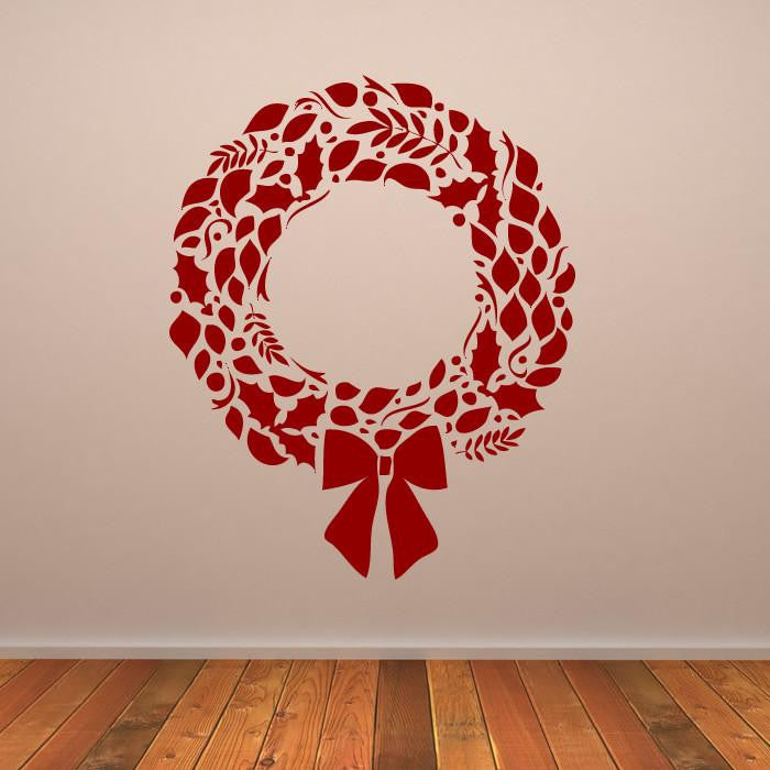 Christmas Holly Berry Wreath Wall Decal | Apex Stickers