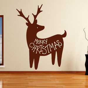 Merry Christmas Reindeer Wall Art Sticker | Apex Stickers