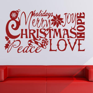 Merry Christmas Love Quote Wall Art Sticker | Apex Stickers