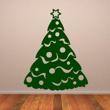 Load image into Gallery viewer, Christmas Tree with Tinsel and Baubles Wall Art Sticker | Apex Stickers
