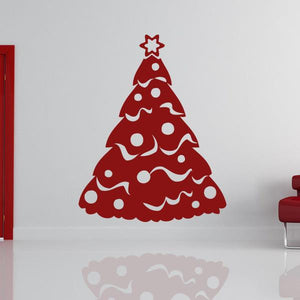 Christmas Tree with Tinsel and Baubles Wall Art Sticker | Apex Stickers