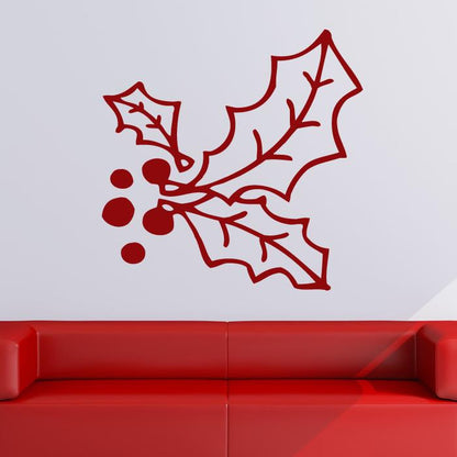 Christmas Holly and Berries Wall Art Sticker | Apex Stickers