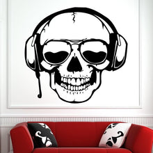 Load image into Gallery viewer, Skull Headphones DJ Sunglasses Wall Art Sticker | Apex Stickers
