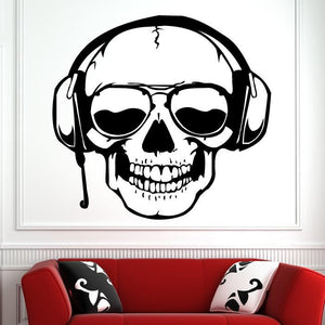 Skull Headphones DJ Sunglasses Wall Art Sticker | Apex Stickers