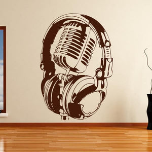 Microphone Headphones Vocalist DJ Musician Wall Art Sticker | Apex Stickers