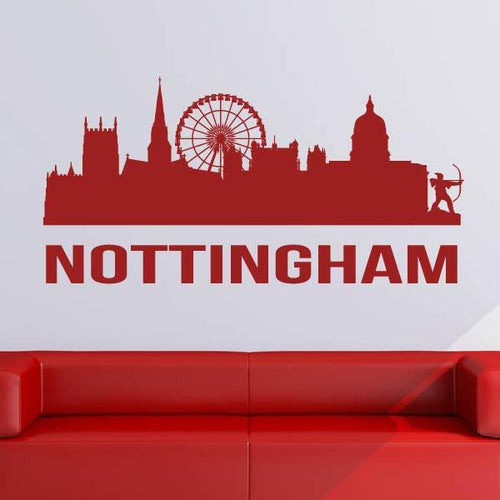 Nottingham UK Cityscape Skyline Wall Art Sticker | Apex Stickers