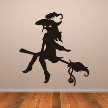 Load image into Gallery viewer, Witch on Broomstick Halloween Wall Art Sticker | Apex Stickers
