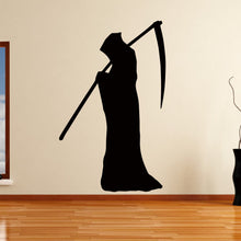 Load image into Gallery viewer, Grim Reaper with Cloak and Scythe Halloween Wall Art Sticker | Apex Stickers
