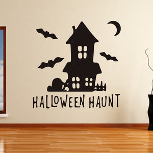 Halloween Haunt House and Bats Wall Art Sticker | Apex Stickers