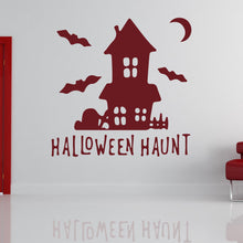 Load image into Gallery viewer, Halloween Haunt House and Bats Wall Art Sticker | Apex Stickers
