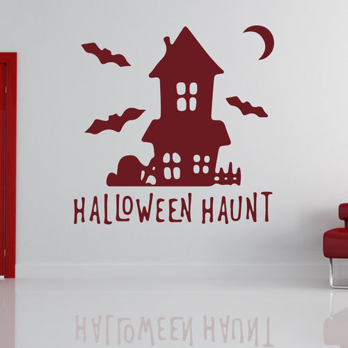Halloween Haunt House and Bats Wall Art Sticker | Apex Stickers