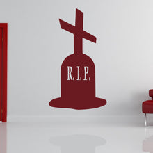 Load image into Gallery viewer, Grave Stone Cross Halloween Scary Horror RIP Wall Art Sticker | Apex Stickers
