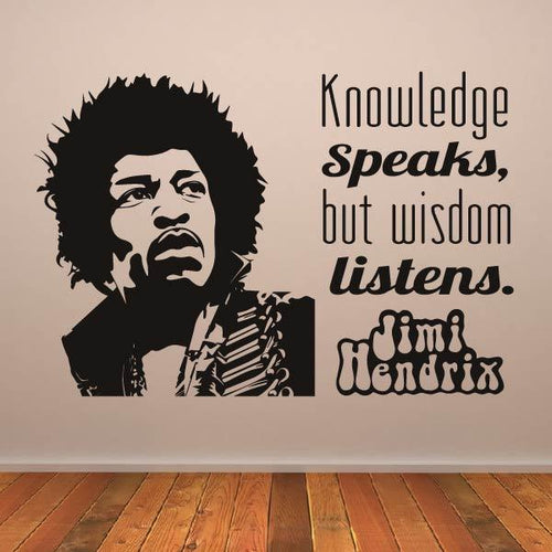 Jimi Hendrix Knowledge Speaks Quote Wall Art Sticker | Apex Stickers