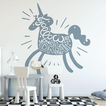 Childrens Unicorn Follow Your Dreams Wall Sticker | Apex Stickers