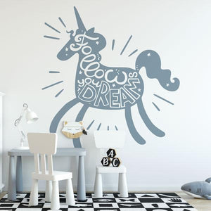 Childrens Unicorn Follow Your Dreams Wall Sticker | Apex Stickers
