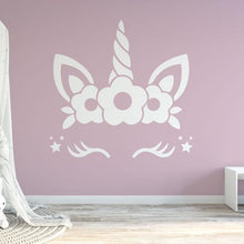 Load image into Gallery viewer, Unicorn Face Eyelashes Flowers Stars Wall Sticker | Apex Stickers
