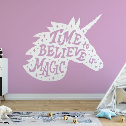Unicorn Head Time to Believe in Magic Wall Sticker | Apex Stickers