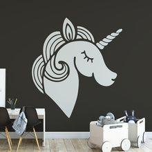 Load image into Gallery viewer, Childrens Stylised Unicorn Head Wall Sticker | Apex Stickers

