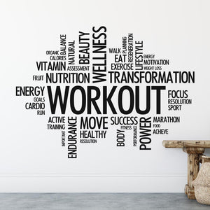 Workout Gym Fitness Word Cloud Wall Sticker | Apex Stickers