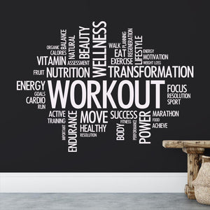 Workout Gym Fitness Word Cloud Wall Sticker | Apex Stickers