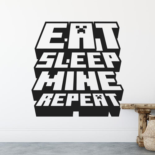 Minecraft Eat Sleep Mine Repeat Wall Sticker | Apex Stickers