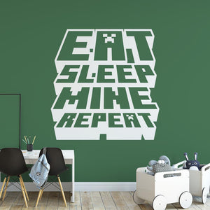 Minecraft Eat Sleep Mine Repeat Wall Sticker | Apex Stickers