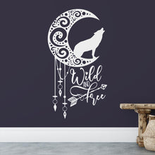 Load image into Gallery viewer, Moon Dream Catcher With Wolf Wall Sticker | Apex Stickers
