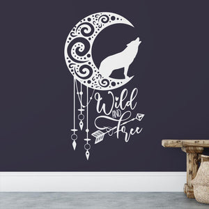 Moon Dream Catcher With Wolf Wall Sticker | Apex Stickers