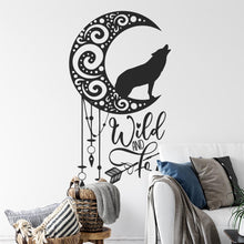 Load image into Gallery viewer, Moon Dream Catcher With Wolf Wall Sticker | Apex Stickers
