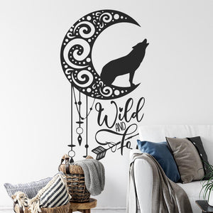 Moon Dream Catcher With Wolf Wall Sticker | Apex Stickers