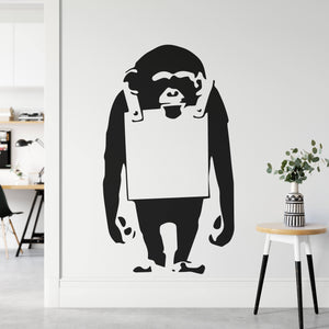 Banksy Monkey With Sign Wall Sticker | Apex Stickers