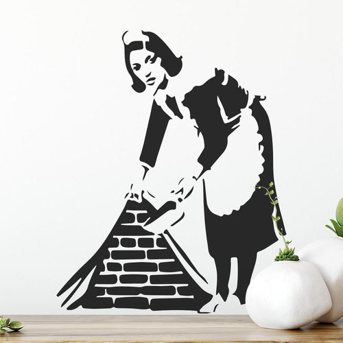 Banksy Cleaning Lady Wall Sticker | Apex Stickers